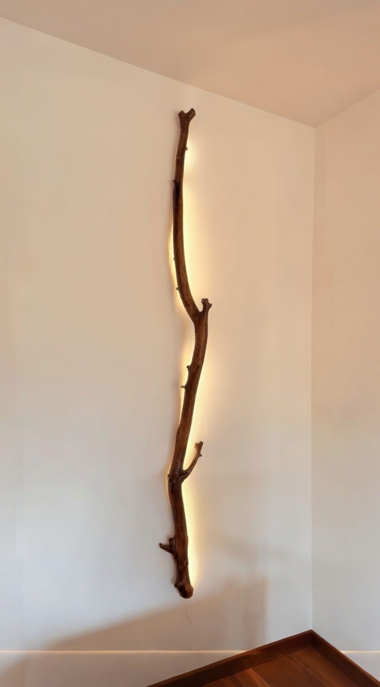 Aplique decorativo de madera natural con iluminación ambiental